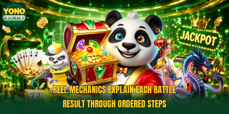 Reel mechanics explain each battle result through ordered steps