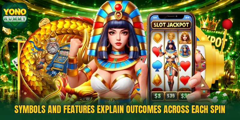 Symbols and features explain outcomes across each spin Symbols and features explain outcomes across each spin